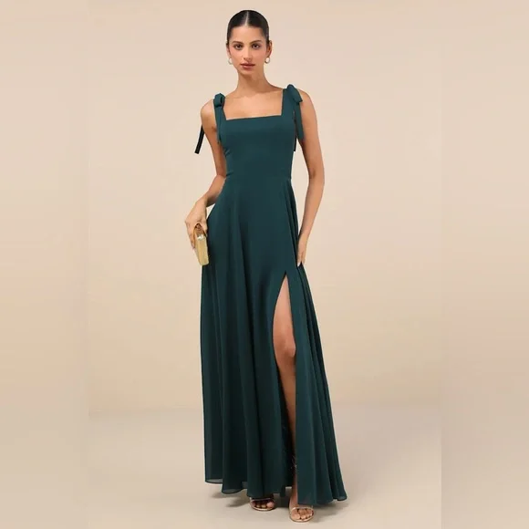 sachin and babi light blue dress Emerald Green Striped Chiffon Maxi Dress, Long Flare Sleeve Gathered Waist  Pleated Crew Neck Formal Midi Dress